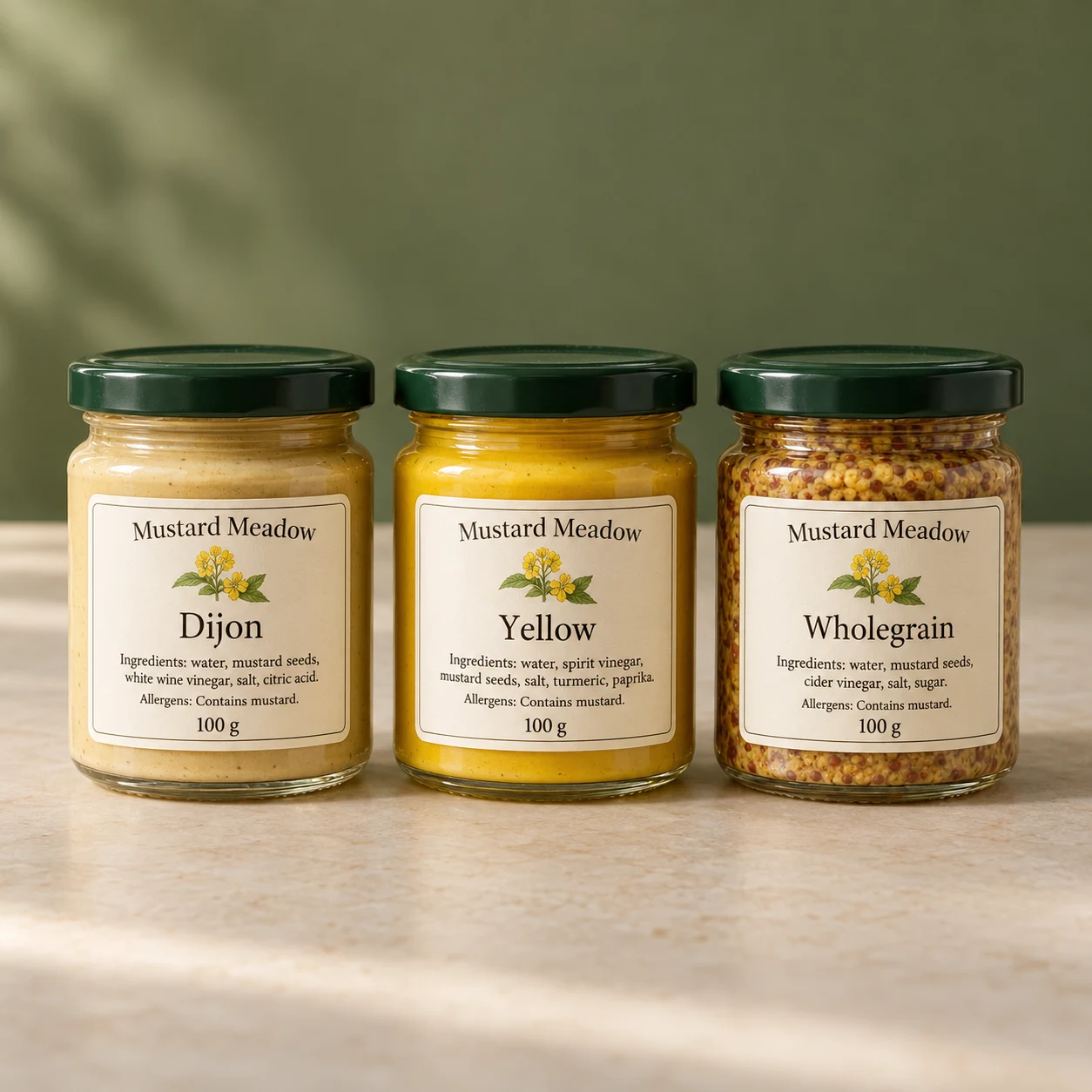 Three-mustard tasting set